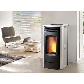 Stufa a pellet per riscaldare l'acqua lw12 rivestimento classic bianco 12 kw