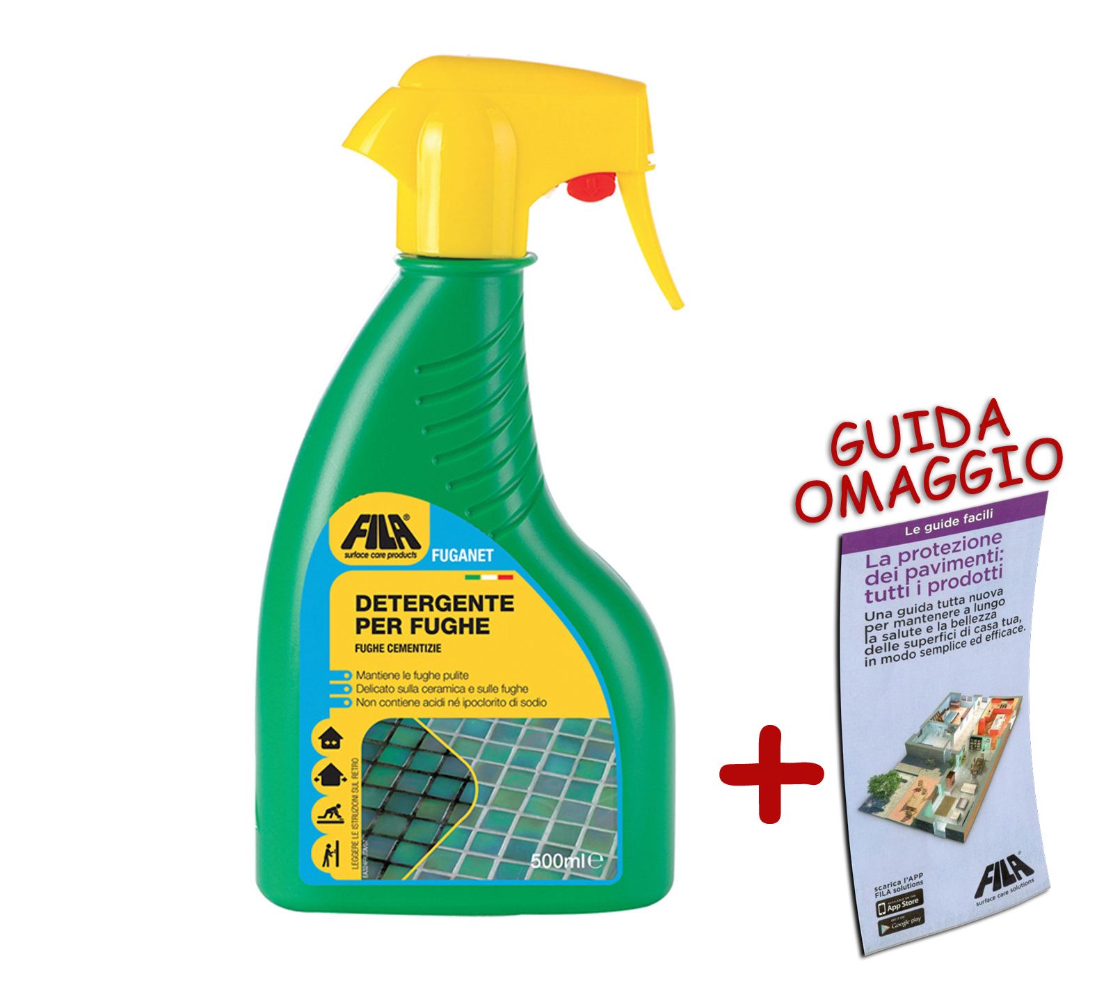 Pulitore per fughe fila fuganet 500ml con erogatore per cemento + guida  omaggio