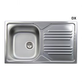 Lavello incasso in acciaio inox con 1 vaschetta cm 86 gocciolatoio sx