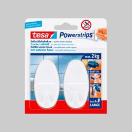 Gancio ovale powerstrips® large 2 ganci + 4 strisce